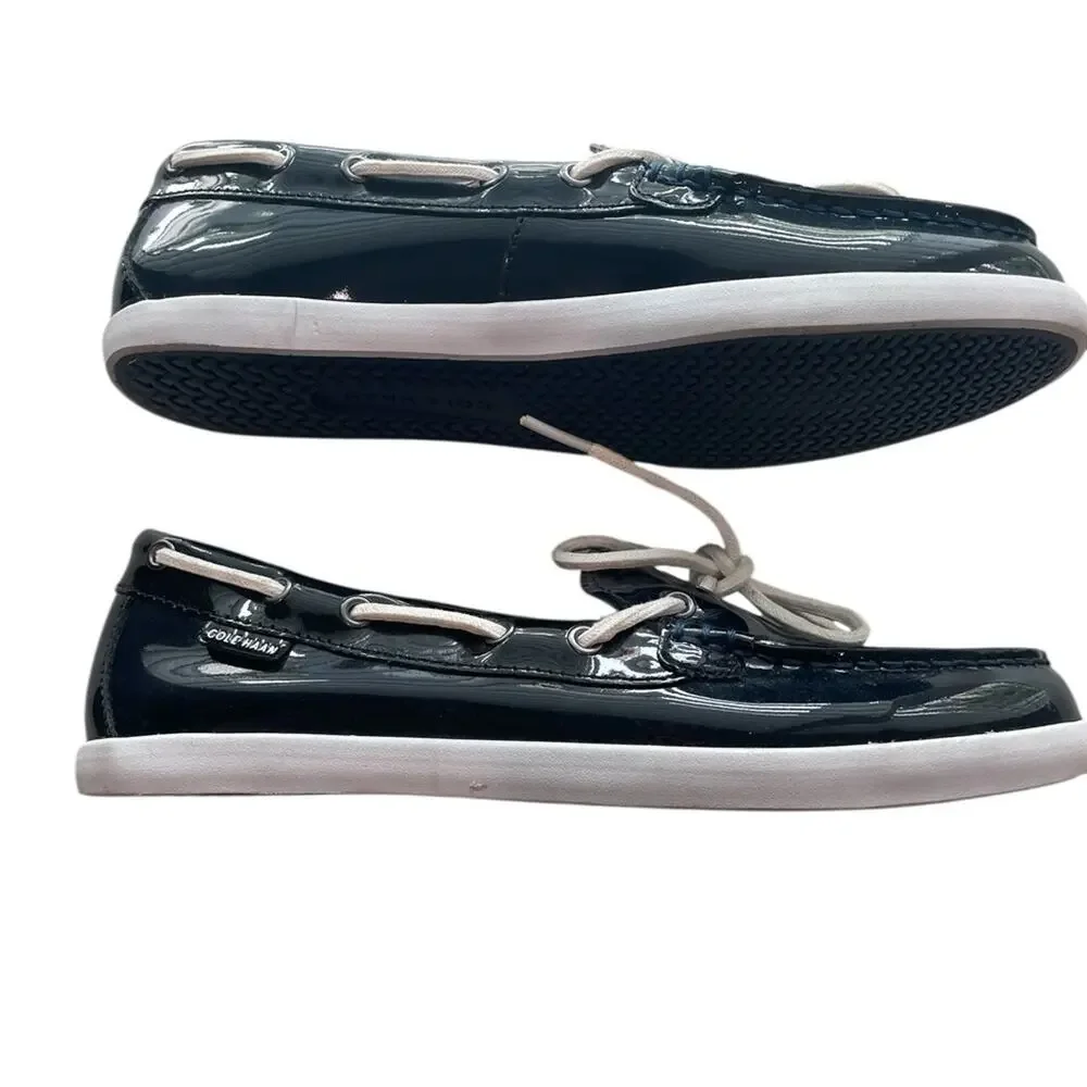 Cole Haan Navy Patent Leather Nantucket Loafers 9 NWOT Boat Shoes W05747